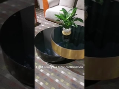 โต๊ะกาแฟห้องนั่งเล่นโรงแรมแก้วสแตนเลสระดับไฮเอนด์ที่ทันสมัย