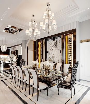 ซื้อ โรงแรมหรูร้านอาหารเฟอร์นิเจอร์สี่เหลี่ยมแผ่นโลหะหินโต๊ะอาหารโรงแรม 8 10 เก้าอี้ online manufacture