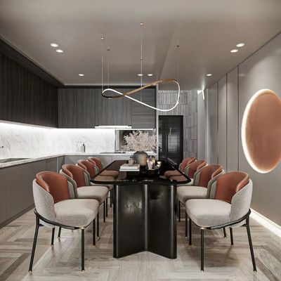 ซื้อ Glass Hotel Restaurant Furniture บูธร่วมสมัยที่นั่งโต๊ะรับประทานอาหารสีดำ online manufacture