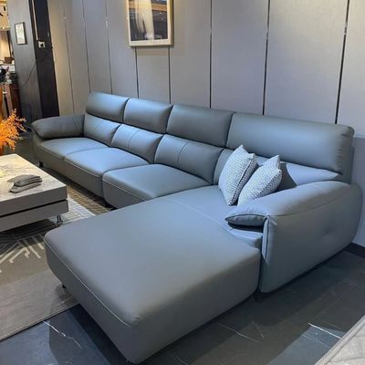 ซื้อ Bend Sponge Custom Sofa Bed หนังสีน้ำเงิน 3.25m สำหรับบ้านโรงแรม online manufacture