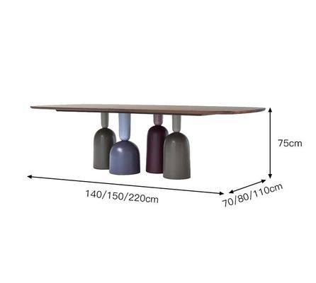 ซื้อ โต๊ะรับประทานอาหารฐานโลหะสีวอลนัทแบบกำหนดเองรูปทรงสี่เหลี่ยม online manufacture