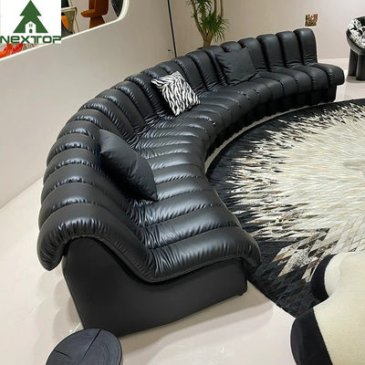 ซื้อ โซฟาเปียโนโค้งหนังสีดำสุดหรูชุดล็อบบี้ขนาดใหญ่สำหรับโรงแรมวิลล่า online manufacture