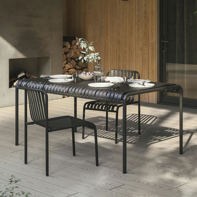 ซื้อ โรงแรม 5 ดาว สไตล์ขั้นต่ํา โต๊ะอาหารกลางแจ้งสีดําสําหรับ 6 คน online manufacture