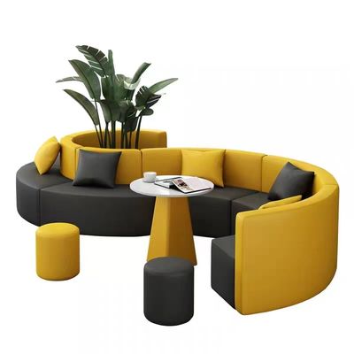 โซฟาไม้เนื้อแข็งหรูหราทันสมัยล็อบบี้โรงแรมห้องรับรองสาธารณะ S Arc Office Lounge Sofa