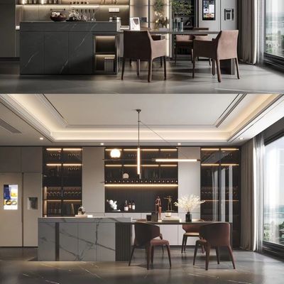 ตู้สแตนเลสที่ทันสมัย ​​Quartz Facet Home Kitchen Cabinet Custom