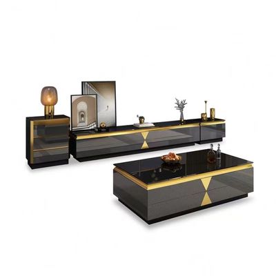 Rock Plate Hotel Room Cabinets ตู้วางทีวีสุดหรูชุด Hotel Room Black Glass