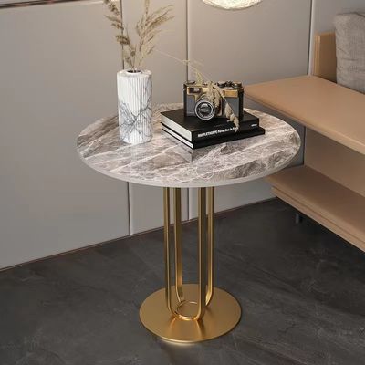 ขายึดสแตนเลสเฟอร์นิเจอร์ห้องนอนโรงแรม Simple Rock Plate Table Facet Shaped