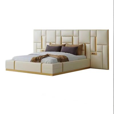 Bentley Luxury Leather Cowhide King Size Bed ห้องพักโรงแรมอพาร์ทเมนท์ขนาดใหญ่