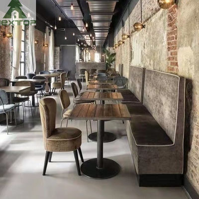 ทั้งโรงแรมร้านอาหารเฟอร์นิเจอร์ผ้าหนังรูปตัว L บูธเข้ามุมชุดโซฟาเก้าอี้ไม้