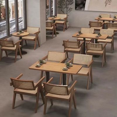 ร้านอาหาร ร้านกาแฟ บิสโทร เฟอร์นิเจอร์เชิงพาณิชย์ ชุดรับประทานอาหารไม้เนื้อแข็งแอช