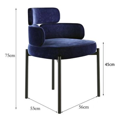 Light Luxury Creative Hotel Restaurant Furniture Metal Art เก้าอี้รับประทานอาหารที่เท้าแขนกำมะหยี่