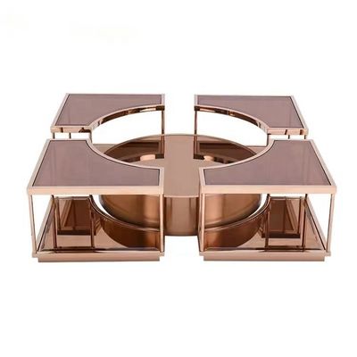 OEM โต๊ะกาแฟแก้วโมเดิร์น กระจก โรส โกลด์ เซ็นเตอร์ โต๊ะสําหรับล็อบบี้ บ้านวิลล่า